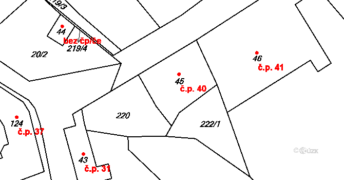 Kamenice 40, Konecchlumí na parcele st. 45 v KÚ Kamenice u Konecchlumí, Katastrální mapa