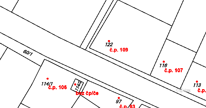 Kozojedy 109 na parcele st. 122 v KÚ Kozojedy u Žlunic, Katastrální mapa