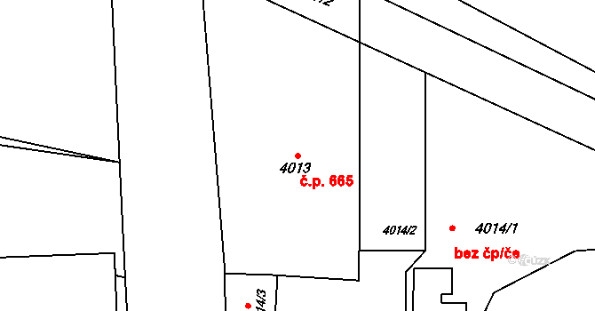 Dolní Lutyně 665 na parcele st. 4013/1 v KÚ Dolní Lutyně, Katastrální mapa