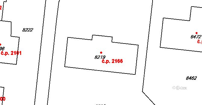 Líšeň 2166, Brno na parcele st. 8219 v KÚ Líšeň, Katastrální mapa