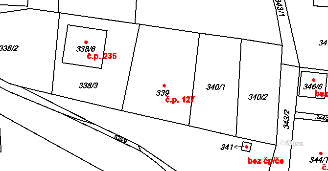Chlebovice 127, Frýdek-Místek na parcele st. 339 v KÚ Chlebovice, Katastrální mapa