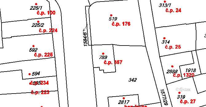Litovel 357 na parcele st. 789 v KÚ Litovel, Katastrální mapa