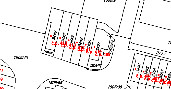 Kryblice 410, Trutnov na parcele st. 3450 v KÚ Trutnov, Katastrální mapa