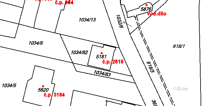 Dvůr Králové nad Labem 2618 na parcele st. 5181 v KÚ Dvůr Králové nad Labem, Katastrální mapa