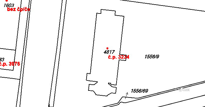 Hodonín 3234 na parcele st. 4817 v KÚ Hodonín, Katastrální mapa
