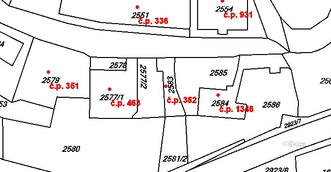 Rumburk 1 352, Rumburk na parcele st. 2583 v KÚ Rumburk, Katastrální mapa