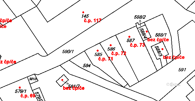 Pražské Předměstí 71, Bílina na parcele st. 585 v KÚ Bílina, Katastrální mapa
