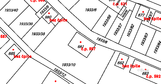 Rtyně v Podkrkonoší 597 na parcele st. 681 v KÚ Rtyně v Podkrkonoší, Katastrální mapa