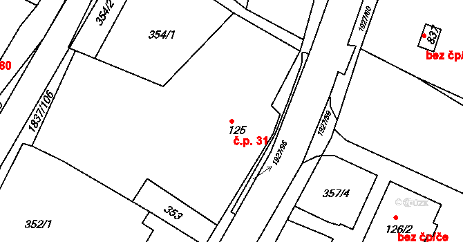 Lačnov 31, Svitavy na parcele st. 125 v KÚ Moravský Lačnov, Katastrální mapa