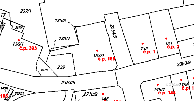 Ústí nad Orlicí 156 na parcele st. 133/1 v KÚ Ústí nad Orlicí, Katastrální mapa