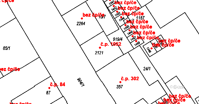 Přívoz 1052, Ostrava na parcele st. 2121 v KÚ Přívoz, Katastrální mapa