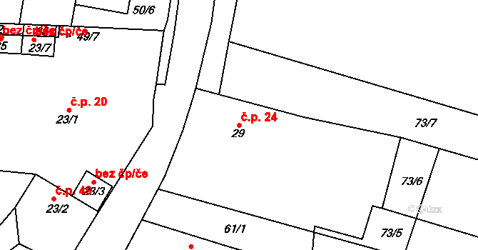 Sušno 24, Kropáčova Vrutice na parcele st. 29 v KÚ Sušno, Katastrální mapa