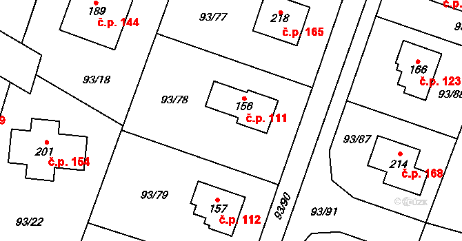 Hoděšovice 111, Býšť na parcele st. 156 v KÚ Hoděšovice, Katastrální mapa