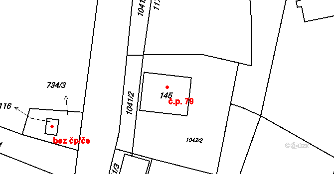 Oprechtice 79, Zahořany na parcele st. 145 v KÚ Oprechtice na Šumavě, Katastrální mapa