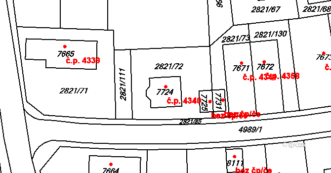 Kroměříž 4340 na parcele st. 7724 v KÚ Kroměříž, Katastrální mapa
