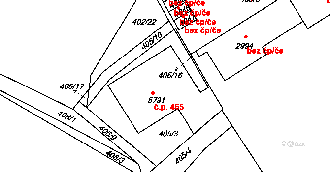 Pražské Předměstí 465, Písek na parcele st. 5731 v KÚ Písek, Katastrální mapa