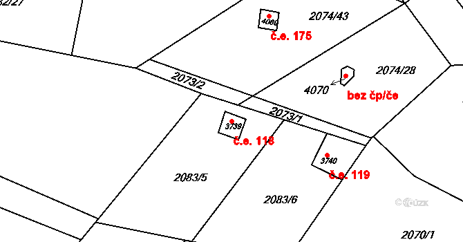 Dvůr Králové nad Labem 118 na parcele st. 3739 v KÚ Dvůr Králové nad Labem, Katastrální mapa