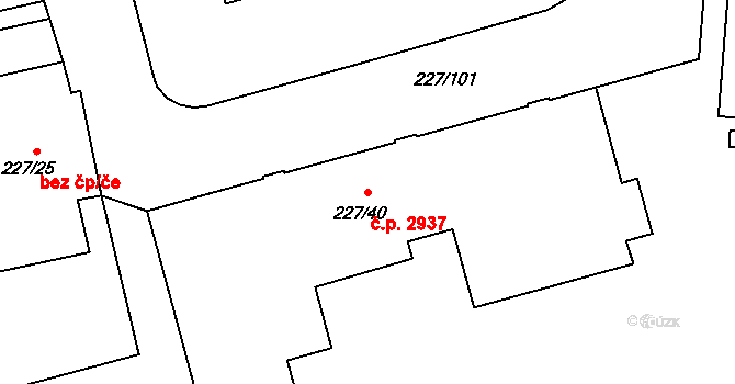 Vítkovice 2937, Ostrava na parcele st. 227/40 v KÚ Vítkovice, Katastrální mapa