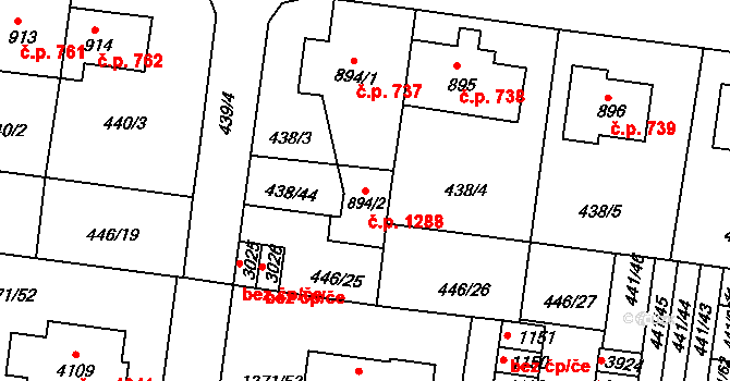 Strakonice I 1288, Strakonice na parcele st. 894/2 v KÚ Strakonice, Katastrální mapa