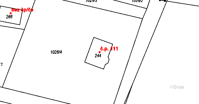 Horní Březinka 111, Světlá nad Sázavou na parcele st. 244 v KÚ Dolní Březinka, Katastrální mapa