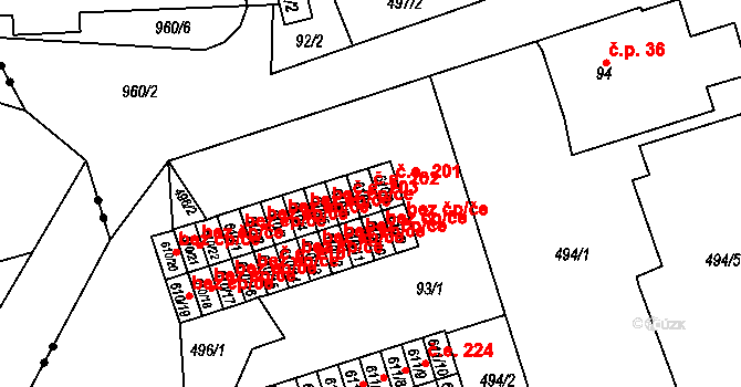 Hamr 202, Litvínov na parcele st. 610/7 v KÚ Hamr u Litvínova, Katastrální mapa