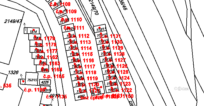 Dědice 1127, Vyškov na parcele st. 772/15 v KÚ Dědice u Vyškova, Katastrální mapa
