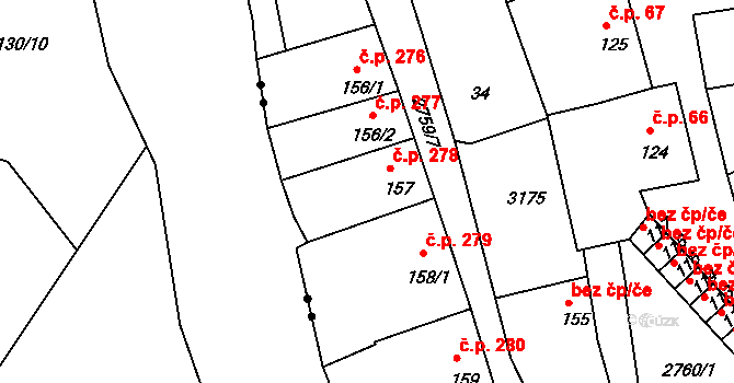 Horažďovice 278 na parcele st. 157 v KÚ Horažďovice, Katastrální mapa