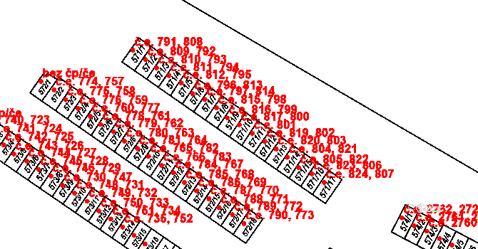 Příluky 800,817, Zlín na parcele st. 571/10 v KÚ Příluky u Zlína, Katastrální mapa