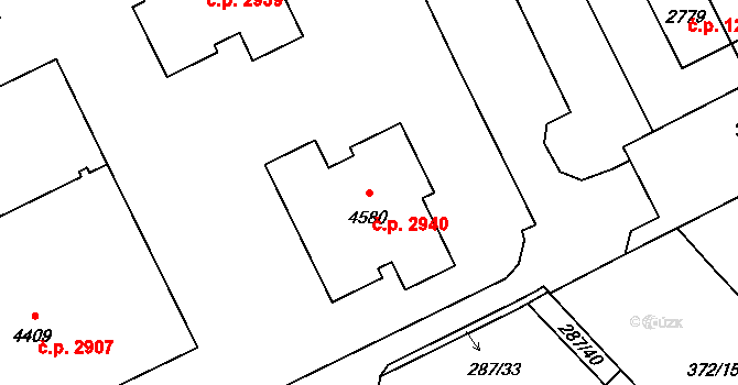 Zábřeh 2940, Ostrava na parcele st. 4580 v KÚ Zábřeh nad Odrou, Katastrální mapa