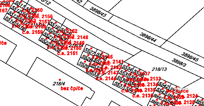 Řečkovice 2141, Brno na parcele st. 5530 v KÚ Řečkovice, Katastrální mapa