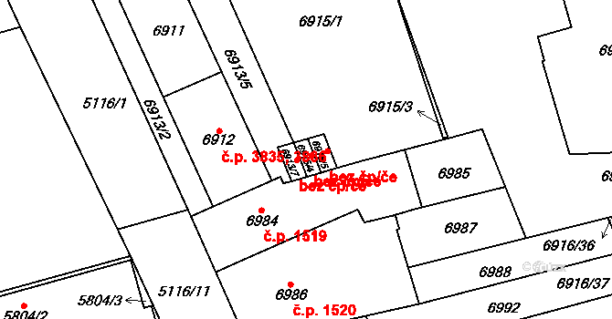 Brno 39477291 na parcele st. 6915/4 v KÚ Židenice, Katastrální mapa