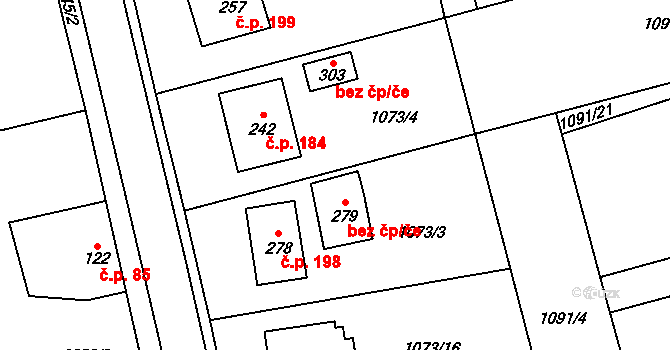 Kunovice 39570291 na parcele st. 279 v KÚ Kunovice, Katastrální mapa