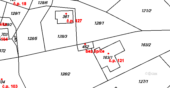 Škvorec 39914291 na parcele st. 452 v KÚ Škvorec, Katastrální mapa