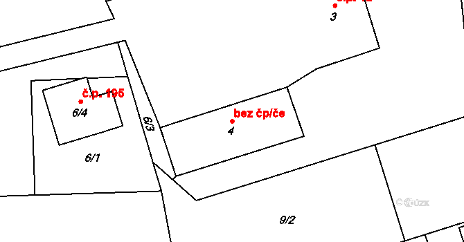 Baška 40315291 na parcele st. 4 v KÚ Hodoňovice, Katastrální mapa