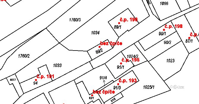 Jevišovice 40969291 na parcele st. 89/2 v KÚ Jevišovice, Katastrální mapa