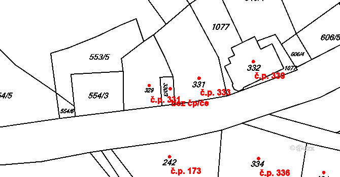Kovářská 41785291 na parcele st. 330/3 v KÚ Kovářská, Katastrální mapa