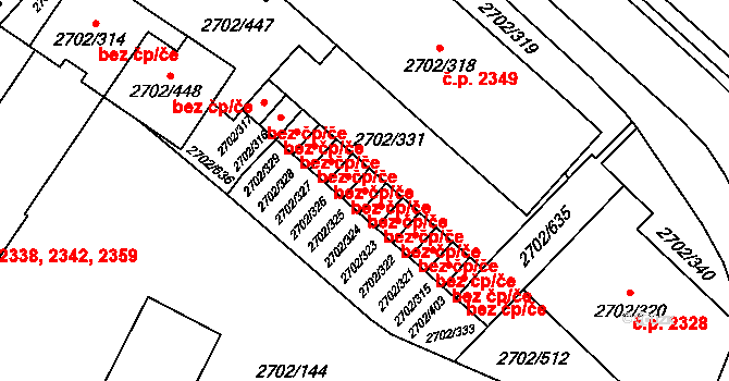 Opava 43318291 na parcele st. 2702/325 v KÚ Opava-Předměstí, Katastrální mapa