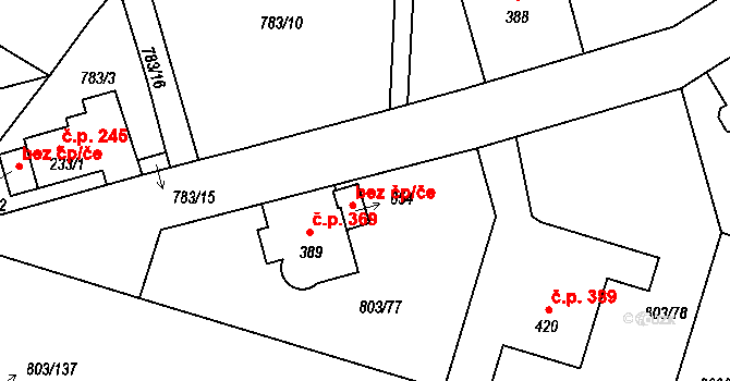 Jablonec nad Nisou 44215291 na parcele st. 654 v KÚ Kokonín, Katastrální mapa