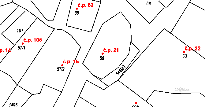 Vršovice 21 na parcele st. 59 v KÚ Vršovice u Opavy, Katastrální mapa