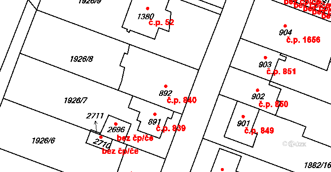 Kateřinky 840, Opava na parcele st. 892 v KÚ Kateřinky u Opavy, Katastrální mapa