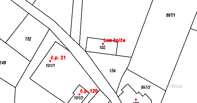 Jakubovice 44924291 na parcele st. 102 v KÚ Jakubovice u Šumperka, Katastrální mapa