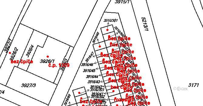 Frýdek-Místek 46619291 na parcele st. 3916/47 v KÚ Místek, Katastrální mapa