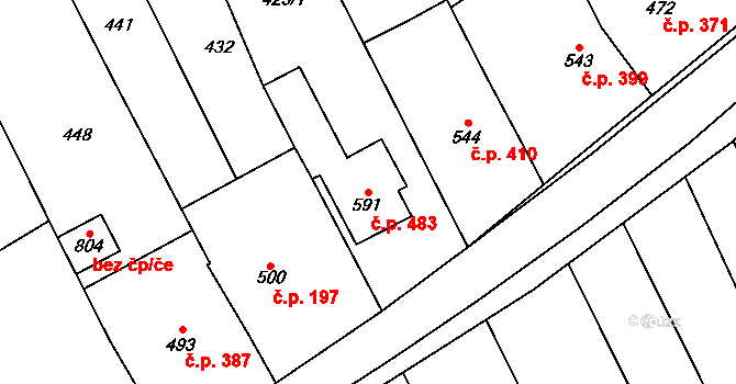 Březolupy 483 na parcele st. 591 v KÚ Březolupy, Katastrální mapa