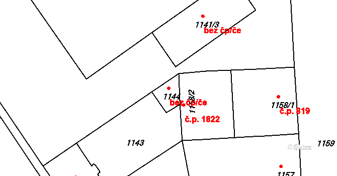 Děčín 47803291 na parcele st. 1144 v KÚ Podmokly, Katastrální mapa