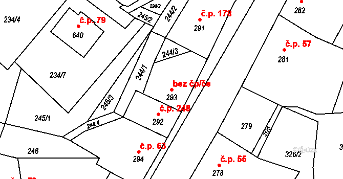 Dubá 47890291 na parcele st. 293 v KÚ Dubá, Katastrální mapa