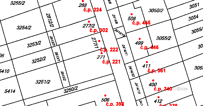 Letonice 221 na parcele st. 271 v KÚ Letonice, Katastrální mapa