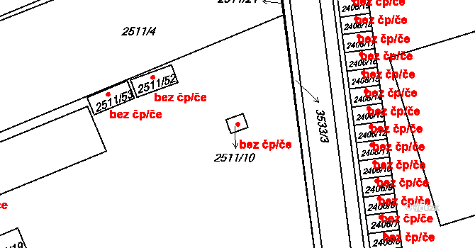 Holešov 48581291 na parcele st. 2511/10 v KÚ Holešov, Katastrální mapa