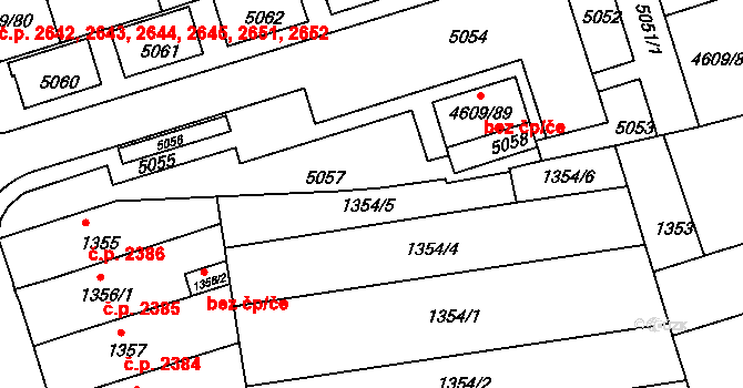 Brno 48610291 na parcele st. 1354/5 v KÚ Královo Pole, Katastrální mapa