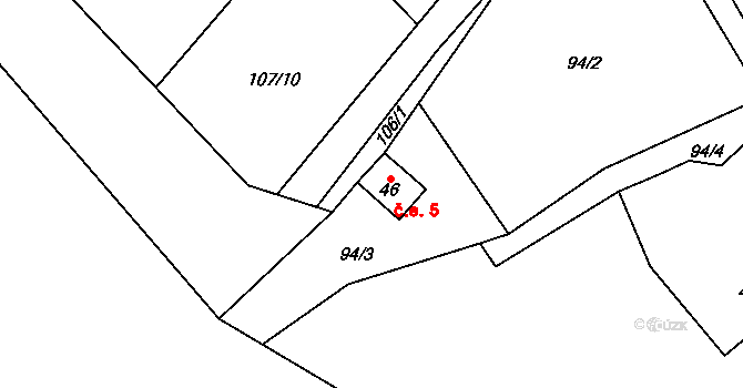Čachnov 5, Krouna na parcele st. 46 v KÚ Čachnov, Katastrální mapa
