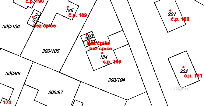 Třemošnice 186 na parcele st. 184 v KÚ Třemošnice nad Doubravou, Katastrální mapa